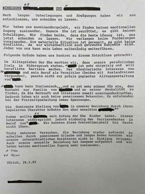 Scheidungsbegründung